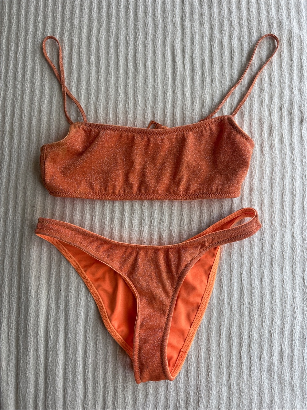 triangl swimwear gorgeous Orange Sparkle Two-Piece Bikini Set (Small)